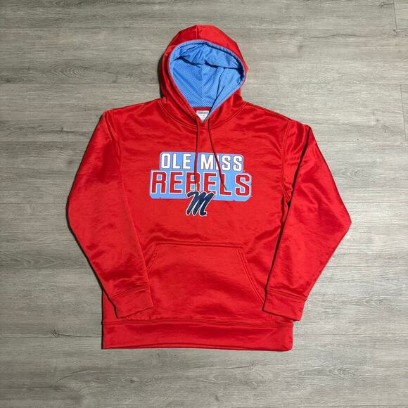 Hanes Other - Ole Miss Rebels Hoodie Red Hanes Medium NCAA Football Pullover Sweatshirt